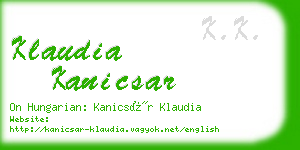 klaudia kanicsar business card